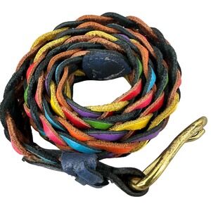 Vintage Capezio Braided Belt Rainbow Woven Leather Colorful Accent Belt ML